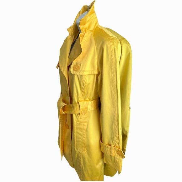 JESSICA SIMPSON Chic Shiny Yellow Color Trench Coat Size S. - Picture 3 of 9